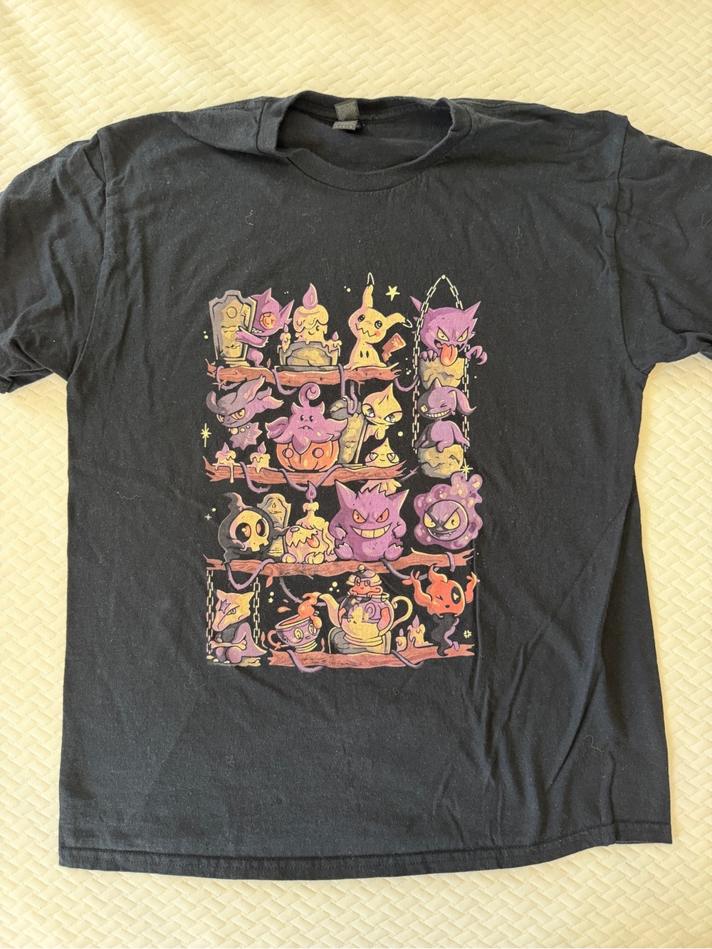 Gildan Black Short-Sleeve Tee with Purple & Orange Ghost Characters